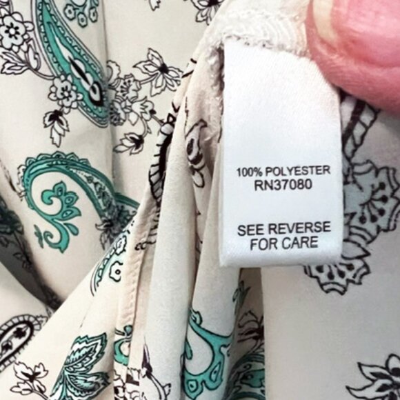 EST. 1946 Womens cold-shoulder blouse, Teal Paisley Print on Cream 22/24W (CATO) - Picture 10 of 10